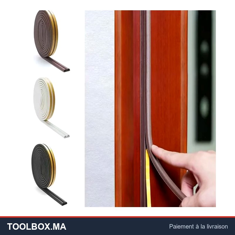 Joint d'étanchéité autocollant en caoutchouc mousse (profil en D) – 6 m – Pour portes et fenêtres – Isolation phonique et protection contre les chocs