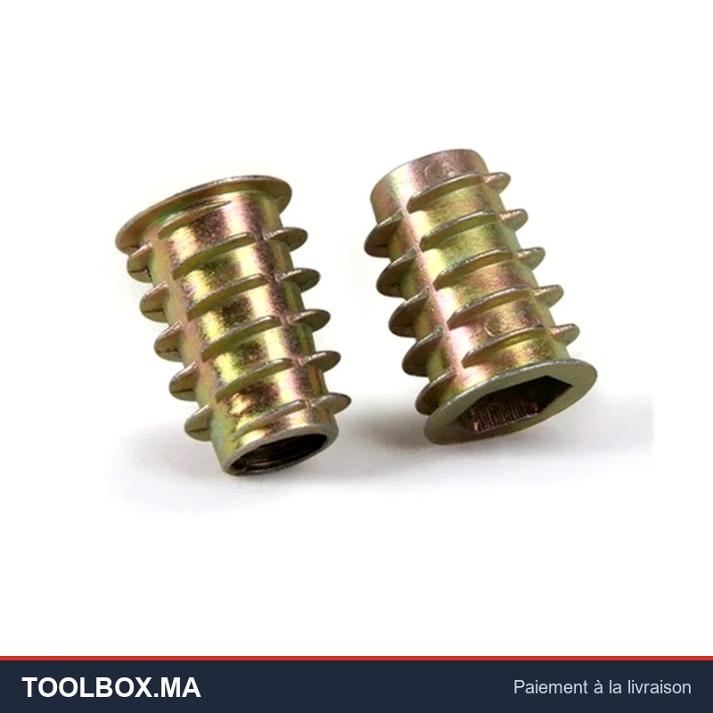 50-100 pièces M6 M8 filetage en alliage de Zinc pour écrou d'insertion en bois à tête hexagonale à bride écrous de meubles sélection longueur 8mm à 6mm