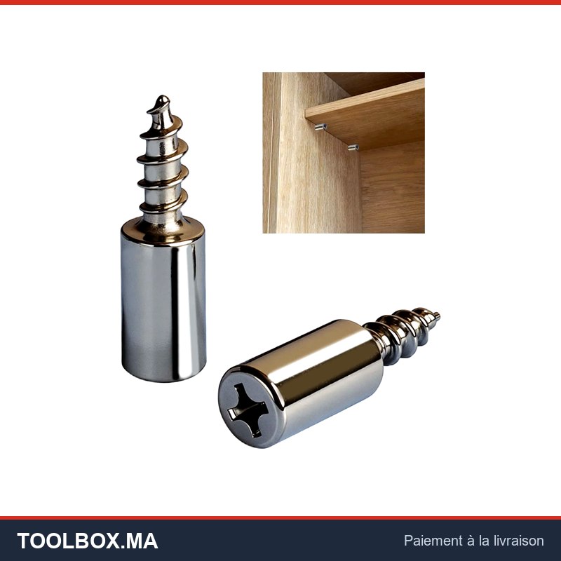 Chevilles de Support d'étagère avec vis, 50 pièces, Support robuste pour armoires, étagères, meubles