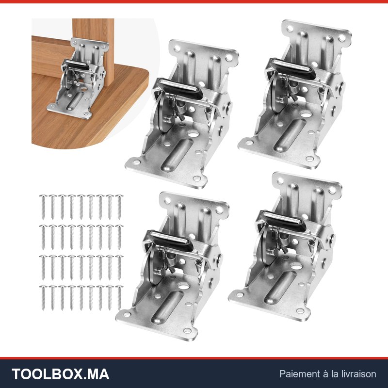 Support de charnière à jambe pliante, Support pliable de 0 à 90 à 180 degrés, charnière autobloquante avec vis, 2/4 pièces